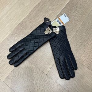 Michael Kors, black leather gloves